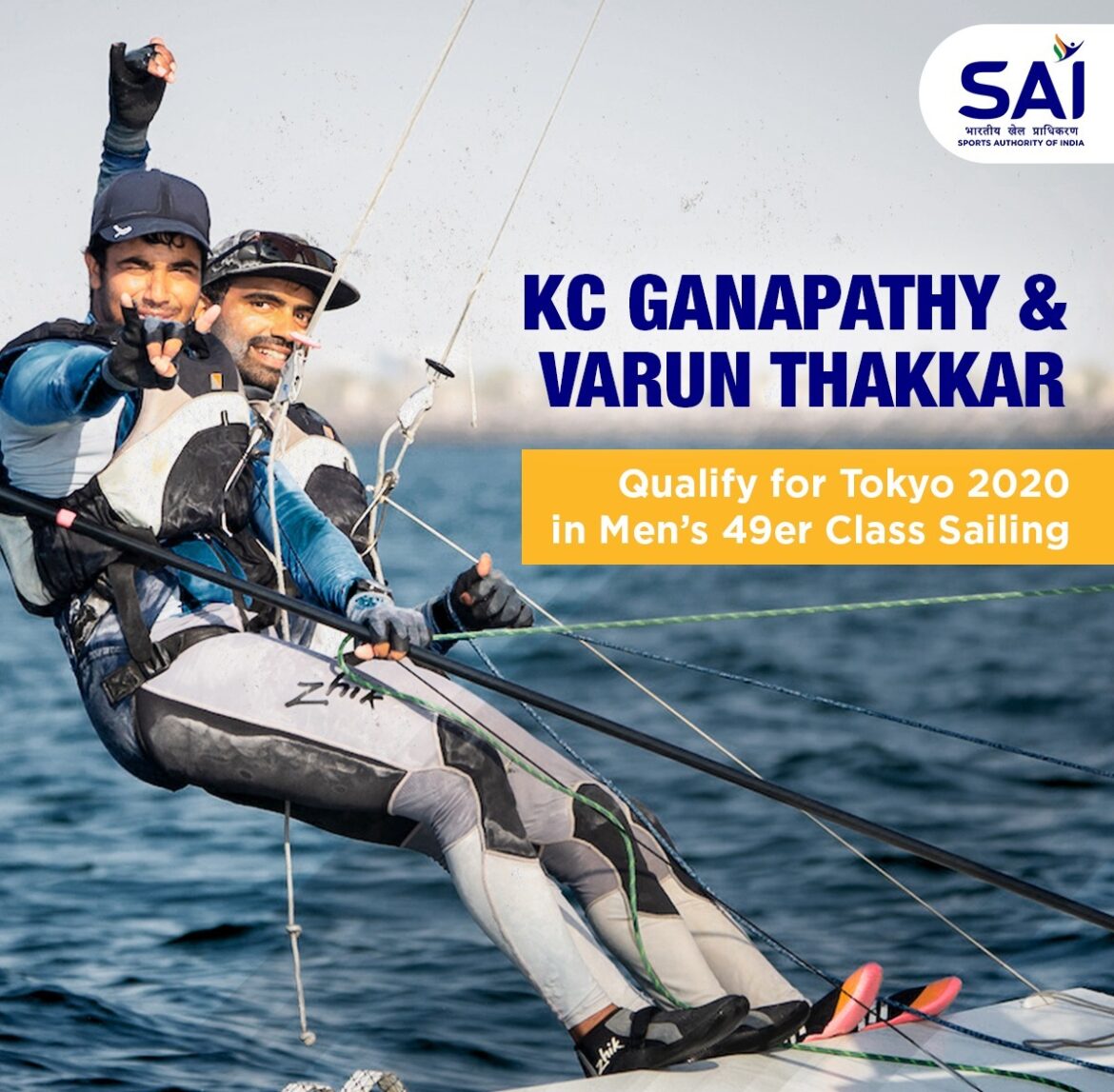 Varun Thakkar finishes first in Asia and Africa Olympic Qualifier Tournament, will represent Team India in Men’s 49er Sailing event at Tokyo 2021 Olympics
